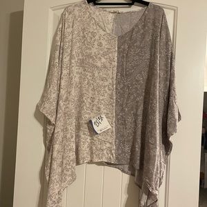 Taupe and cream poncho top